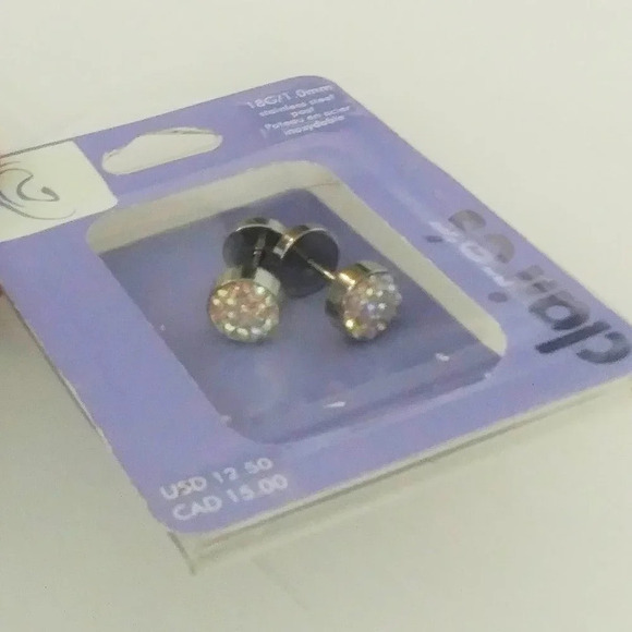CZ Cartilage Barbell Plugs Earrings Pair - Picture 1 of 5